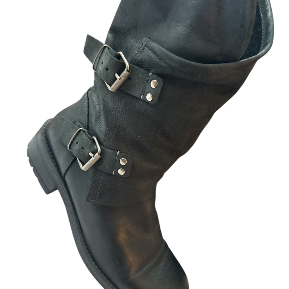 Black Buckle Combat Boots for Women - Picture 4 of 7